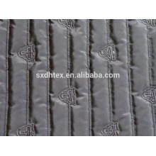 Fashion polyester stripe embroidered thermal padded fabric with quilting for down coats/jacket